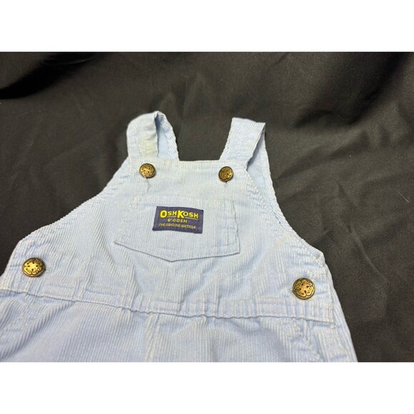 Vintage OshKosh B’gosh Baby Blue Corduroy Footed Overalls 6-9 Months Union Made - Picture 2 of 8